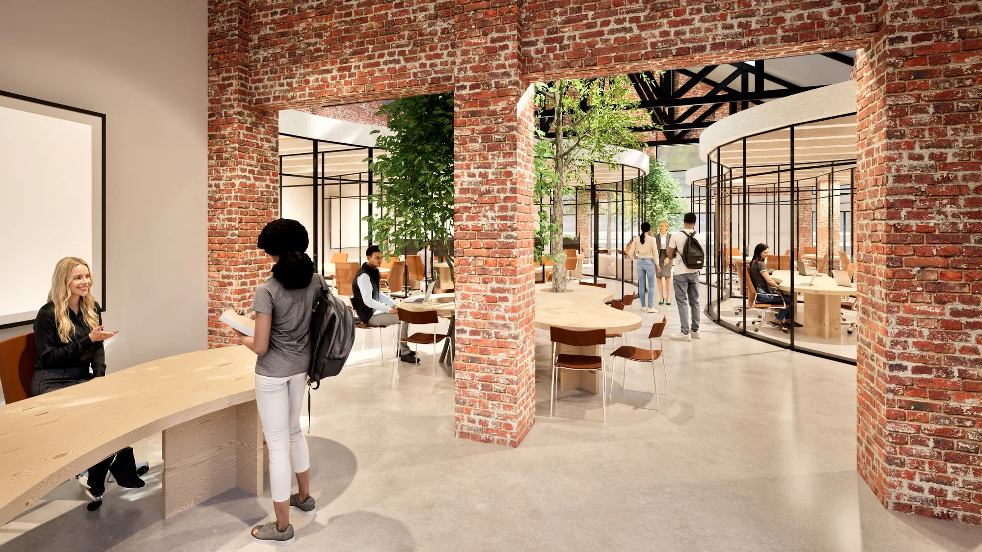 SKNF Flagship: O centro de convivência, uma praça entre as células de vidro